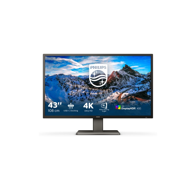 PHILIPS MONITOR 42,5 LED VA 16:9 4K UHD 4MS 400 CDM, DP/HDMI HUB USB-C, PIVOT, MULTIMEDIALE