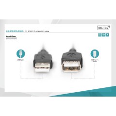 CAVO PROLUNGA USB 2.0 MASCHIO-FEMMINA MT 3 NERO DIGITUS