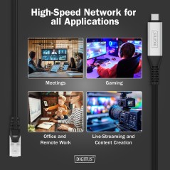 DIGITUS USB-C 3.2 GEN1 - CAVO ETHERNET RJ45, 1GBIT/S, 5 MT. COLORE NERO