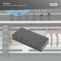 DIGITUS HUB USB 3.0, 4 PORTE, INDUSTRIAL LINE
