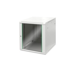 ARMADIO RACK 19" 12 UNITA' DA MURO (A)638 X (L)600 X PROFONDITA' 600 MM. COLORE GRIGIO PORTA VETRO