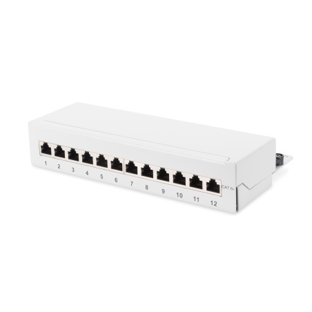 PANNELLO PATCH DESKTOP PER RETI CAT 6A CLASSE EA 12 PORTE COLORE GRIGIO DIGITUS