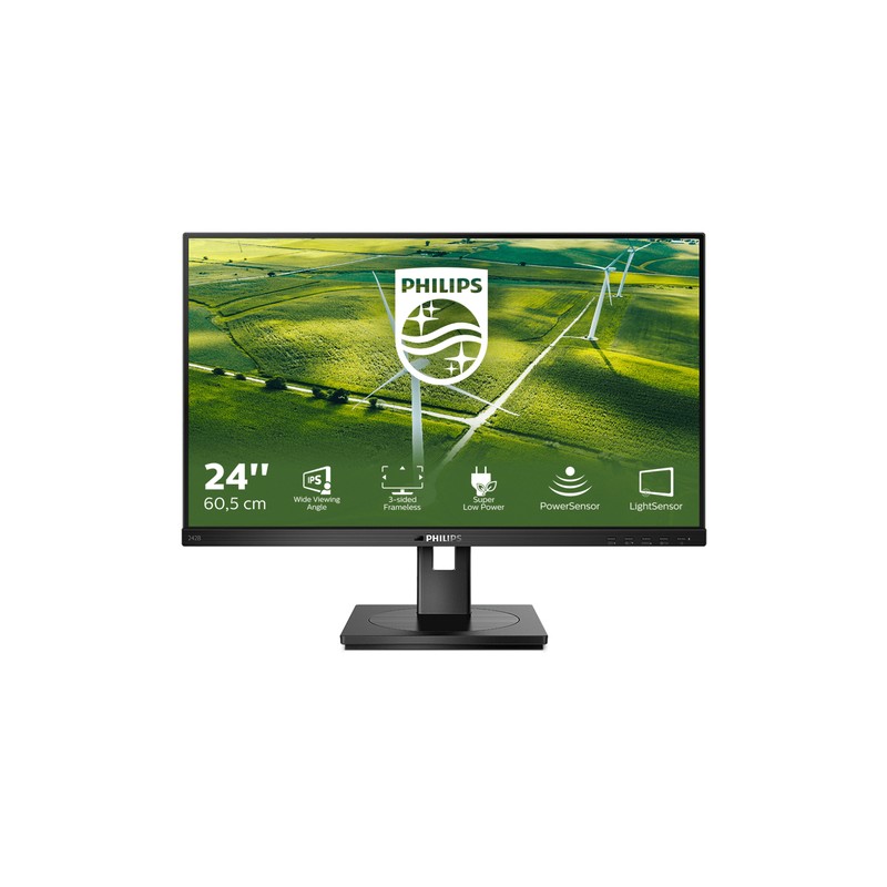 PHILIPS MONITOR 23,8 LED IPS 16:9 FHD 4MS 250 CDM, VGA/DVI/DP/HDMI, GREEN LINE, PIVOT, MULTIMEDIALE