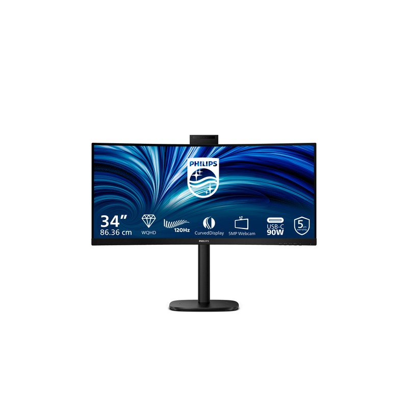 PHILIPS MONITOR CURVO 34 LED VA WQHD 21:9 4MS 300 CDM, REG ALTEZZA, WEBCAM, DP/HDMI, MULTIMEDIALE