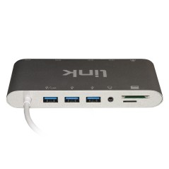 DOCKING STATION USB-C 11 PORTE 3 X VIDEO, USB-C, 3 X USB 3.0, RJ45, 2 X CARD READER, AUDIO