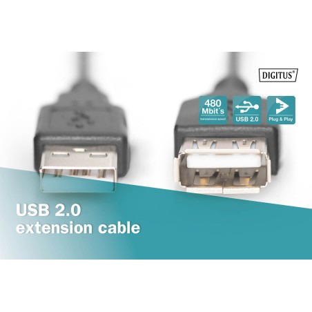 CAVO PROLUNGA USB 2.0 MASCHIO-FEMMINA MT 3 NERO DIGITUS