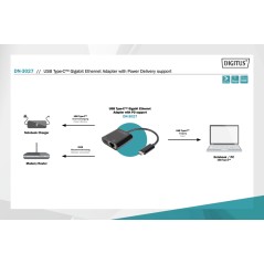 ADATTATORE USB-TIPO-C / RETE GIGABIT + PORTA PD PER ALIMENTAZIONE