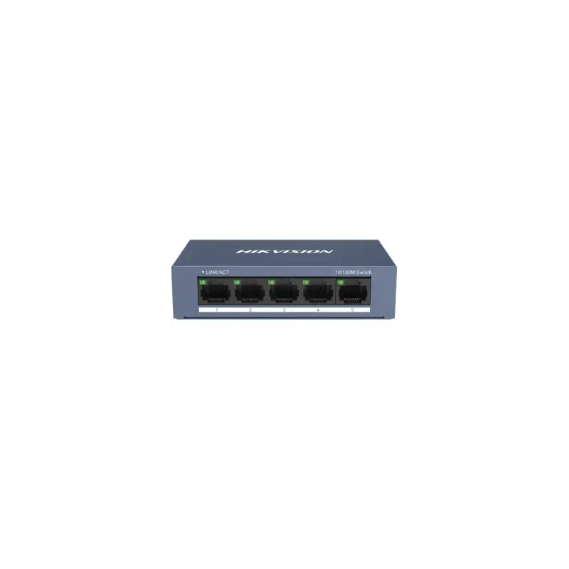 SWITCH HIKVISION 10/100 CASE METALLICO - SOHO 5 10/100M RJ45 PORTS, DESKTOP STEEL CASE UNMANAGED