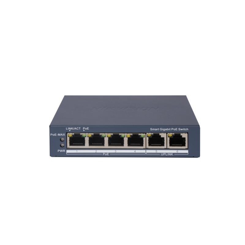 HIKVISION SWITCH L2, SMART MANAGED, 4 GIGABIT RJ45 POE PORTS, 2 GIGABIT RJ45 PORT, 802.3AF/AT, POE P HIKVISION SWITCH L2, SMART MANAGED, 4 GIGABIT RJ45 POE PORTS, 2 GIGABIT RJ45 PORT, 802.3AF/AT, POE P