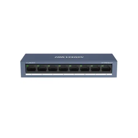 SWITCH HIKVISION 10/100 CASE METALLICO - SOHO 8 10/100M RJ45 PORTS, DESKTOP STEEL CASE UNMANAGED