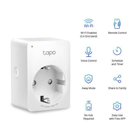 TAPO P100 PRESA INTELLIGENTE WIFI SMART PLUG, COMPATIBILE CON ALEXA E GOOGLE HOME, CONTROLLO REMOTO TRAMITE APP TAPO, 10A, 2300W