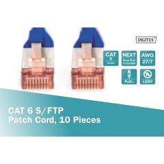 CONFEZIONE 10 CAVI CAT 6 SCHERMATI S/FTP MT 5 COLORE BLU DIGITUS
