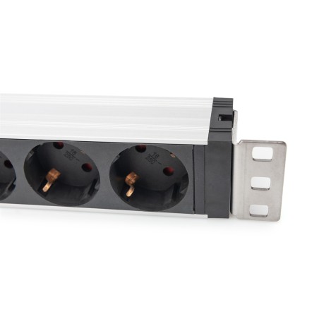 PRESA MULTIPLA CON PROFILO IN ALLUMINIO E INTERRUTTORE, PROTEZIONE CONTRO LE SOVRATENSIONI, FILTRO DI RETE, PRESA MUNITA DI MESS