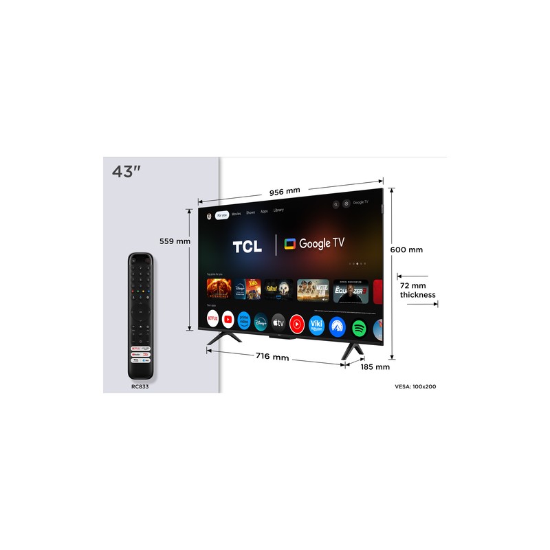 TCL SMART TV QLED 43" 4K