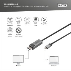 CAVO ADATTATORE BIDIREZIONALE DA USB TIPO C A DISPLAYPORT MT 1