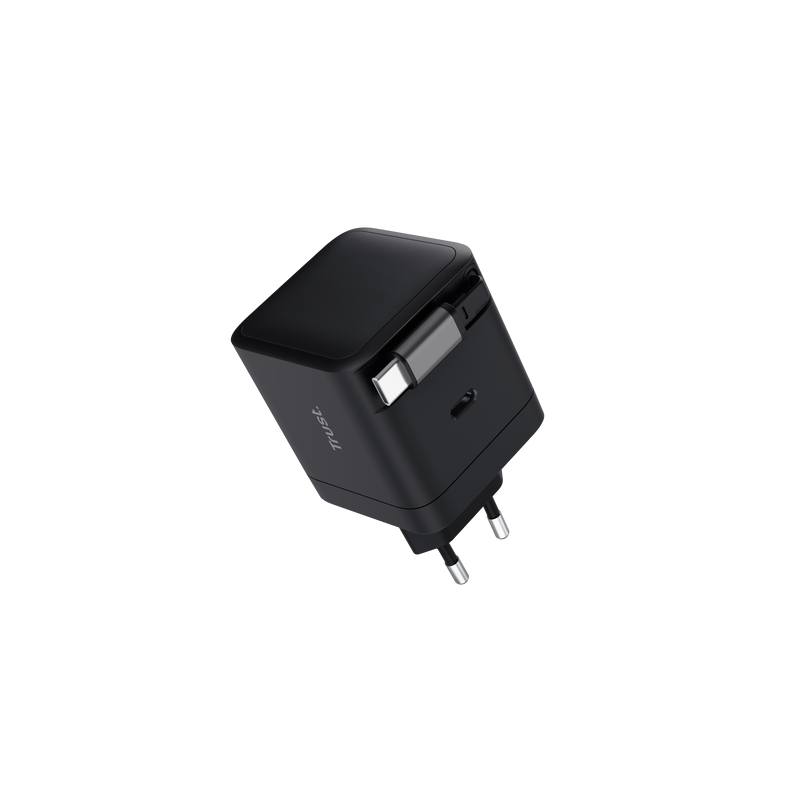 TRUST ALIMENTATORE/CARICABATTERIA 65W 1 PORTE USB-C + CAVO RETRATTILE USB-C - PLASTICA RICICLATA 50