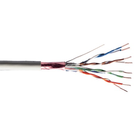 CAVO SOLIDO SCHERMATO F/UTP PER RETI CATEGORIA 5E IN RAME MATASSA MT. 305 CLASSE CPR: ECA