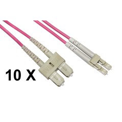 CONFEZIONE 10 CAVI FIBRA OTTICA LC A SC MULTIMODE DUPLEX OM4 GUAINA 2 MM 50/125 MT.3