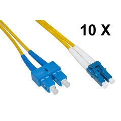 CONFEZIONE 10 CAVI FIBRA OTTICA LC A SC SINGLEMODE DUPLEX OS2 GUAINA 2 MM 9/125 MT.5