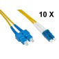CONFEZIONE 10 CAVI FIBRA OTTICA LC A SC SINGLEMODE DUPLEX OS2 GUAINA 2 MM 9/125 MT.5