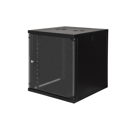 ARMADIO RACK 19" 12 UNITA' DA MURO (A)620X (L)540 X PROFONDITA' 600 MM. COLORE NERO PORTA VETRO