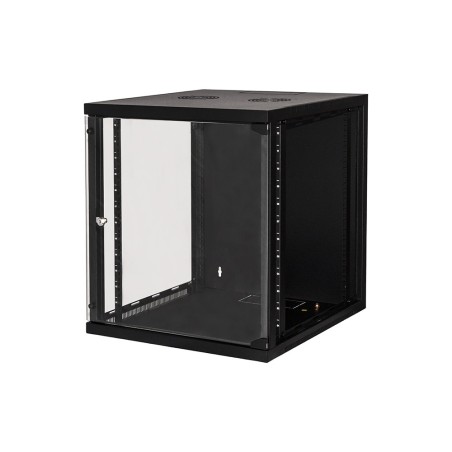 ARMADIO RACK 19" 12 UNITA' DA MURO (A)620X (L)540 X PROFONDITA' 600 MM. COLORE NERO PORTA VETRO