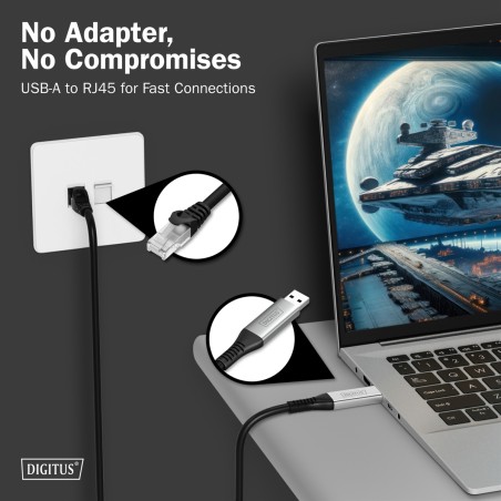 DIGITUS USB 3.2 GEN1 - CAVO ETHERNET RJ45, 1GBIT/S, 2 MT. COLORE NERO