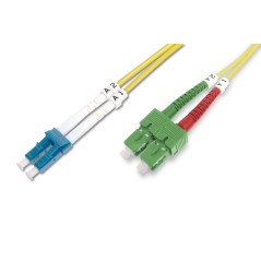 CAVO PATCH MONOMODALE FIBRA OTTICA K SC (APC) SU LC (PC) 1 MT. COLORE GIALLO