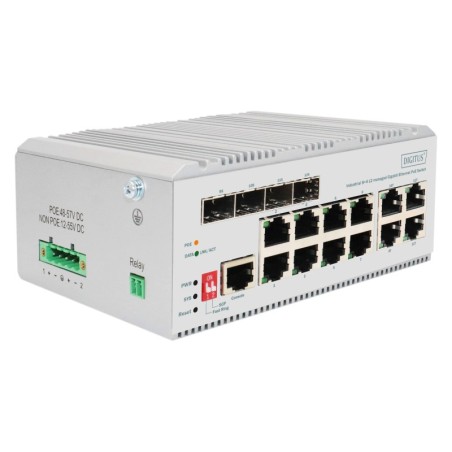 SWITCH POE DI RETE GIGABIT ETHERNET A 8 PORTE, INDUSTRIALE, GESTITO L2, 4 UPLINK SFP