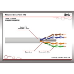 CAVO SOLIDO UTP PER RETI CATEGORIA 6 AWG23 MATERIALE CCA MATASSA MT 305 CLASSE CPR ECA