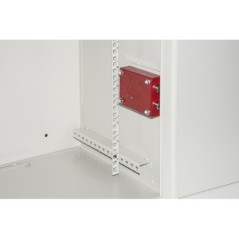 ARMADIO RACK 19" 9 UNITA'  GRIGIO PORTA IN FERRO ANTIVANDALISMO CON SERRATURA ANTIEFFRAZIONE CM 40X56X46 (PXLXA)