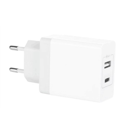 CARICABATTERIA 2 PORTE USB (1 TIPO A + 1 USB-C) DA PRESA MURO DC 5V 3.4A 17W