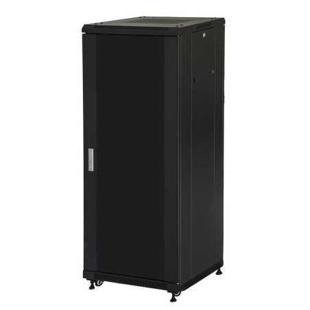 ARMADIO RACK 19" 27U (A)1388 (L)600 (P)600 COLORE NERO PORTA VETRO DA ASSEMBLARE