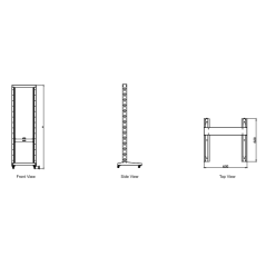 FRAME DI MONTAGGIO APERTO 19" 42 UNITA' CON 2 MONTANTI 600X600 MM COLORE NERO