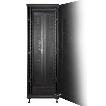 ARMADIO RACK 19" PER RETI 37U (A)1833, (L)600, (P)1000 COLORE NERO PORTA TRAFORATA DISASSEMBLATO