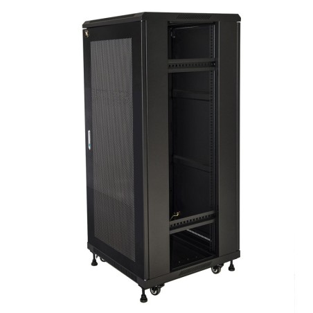 ARMADIO RACK 19 27U (A)1388 (L)600 (P)600 COLORE NERO PORTA METALLO TRAFORATA