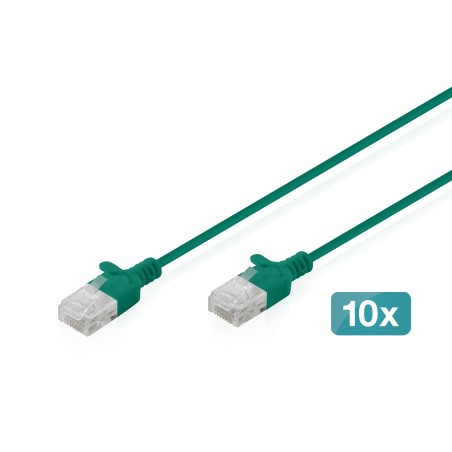 CAVO RETE CAT 6 U-UTP RAME LSZH SLIM 1 M, VERDE, 10 PEZZI