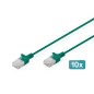 CAVO RETE CAT 6 U-UTP RAME LSZH SLIM 1 M, VERDE, 10 PEZZI