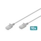 CAVO RETE CAT 6 U-UTP RAME LSZH SLIM 2 M, GRIGIO, 10 PEZZI