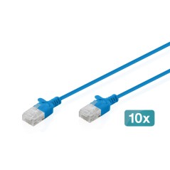 CAVO RETE CAT 6 U-UTP RAME LSZH SLIM 2 M, BLU, 10 PEZZI
