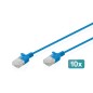 CAVO RETE CAT 6 U-UTP RAME LSZH SLIM 2 M, BLU, 10 PEZZI
