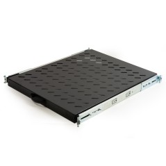 RIPIANO UNIVERSALE PER ARMADIO RACK 19" ESTRAIBILE SU BINARI TELESCOPICI 1 UNITA' NERO 570 MM.