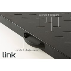 RIPIANO UNIVERSALE PER ARMADIO RACK 19" ESTRAIBILE SU BINARI TELESCOPICI 1 UNITA' NERO 570 MM.