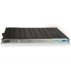RIPIANO UNIVERSALE PER ARMADIO RACK 19" ESTRAIBILE SU BINARI TELESCOPICI 1 UNITA' NERO 570 MM.