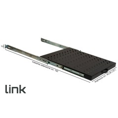 RIPIANO UNIVERSALE PER ARMADIO RACK 19" ESTRAIBILE SU BINARI TELESCOPICI 1 UNITA' NERO 570 MM.