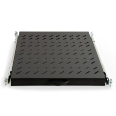 RIPIANO UNIVERSALE PER ARMADIO RACK 19" ESTRAIBILE SU BINARI TELESCOPICI 1 UNITA' NERO 570 MM.