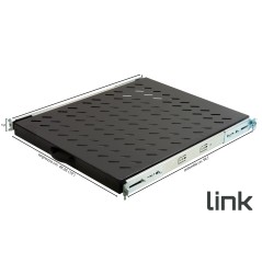 RIPIANO UNIVERSALE PER ARMADIO RACK 19" ESTRAIBILE SU BINARI TELESCOPICI 1 UNITA' NERO 570 MM.