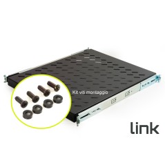 RIPIANO UNIVERSALE PER ARMADIO RACK 19" ESTRAIBILE SU BINARI TELESCOPICI 1 UNITA' NERO 570 MM.