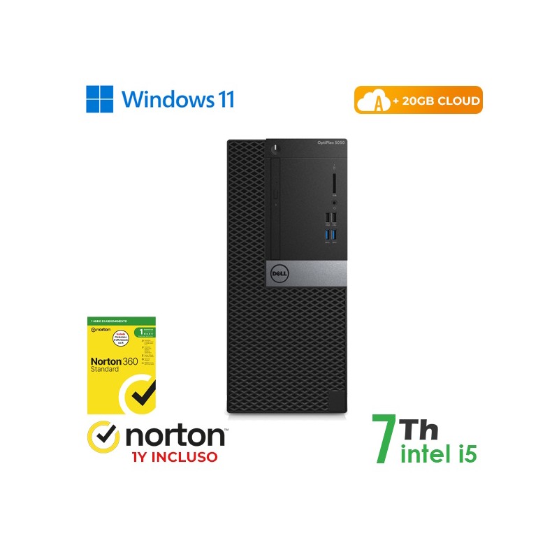 RINOVO PC DELL REFURBISHED Optiplex 5050-7050 Tower i5-7X00 DDR 16GB SSD 128GB+500GB HDD W11P CLOUD2