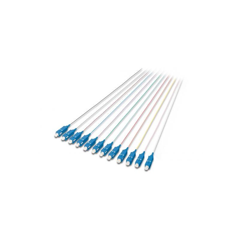 SET 12 CAVI PIGTAIL FIBRA OTTICA COLORATI CONNETTORI SC OS2 09/125 SIMPLEX